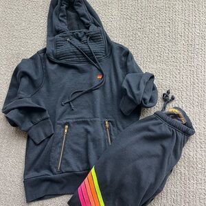 SOLD on other platform Aviator Nation Grey Jogger Set with Rainbow Accents